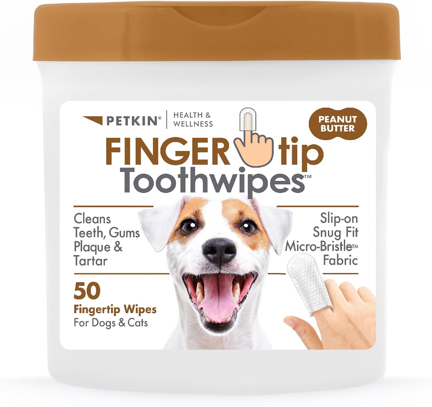 Petkin-Fingertip-Tooth-Wipes-for-Dogs-and-Cats,-50-Finger-Wipes---Slip-On,-925