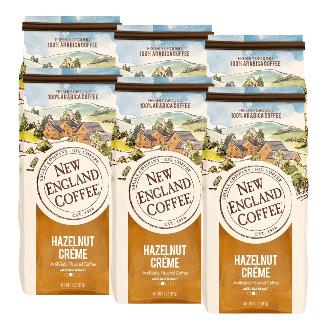 New-England-Coffee-Hazelnut-Creme-Medium-Roast-Ground-Coffee,-11oz-Bag-(Pack-of-2319