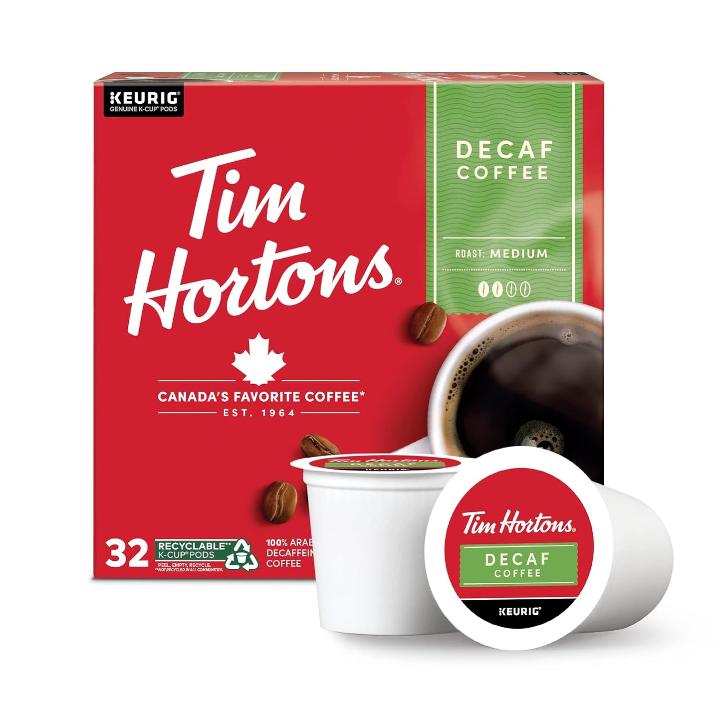 Tim-Hortons-Decaf,-Medium-Roast-Coffee,-Single-Serve-K-Cup-Pods-Compatible-with-Keurig-Brewers,-3056