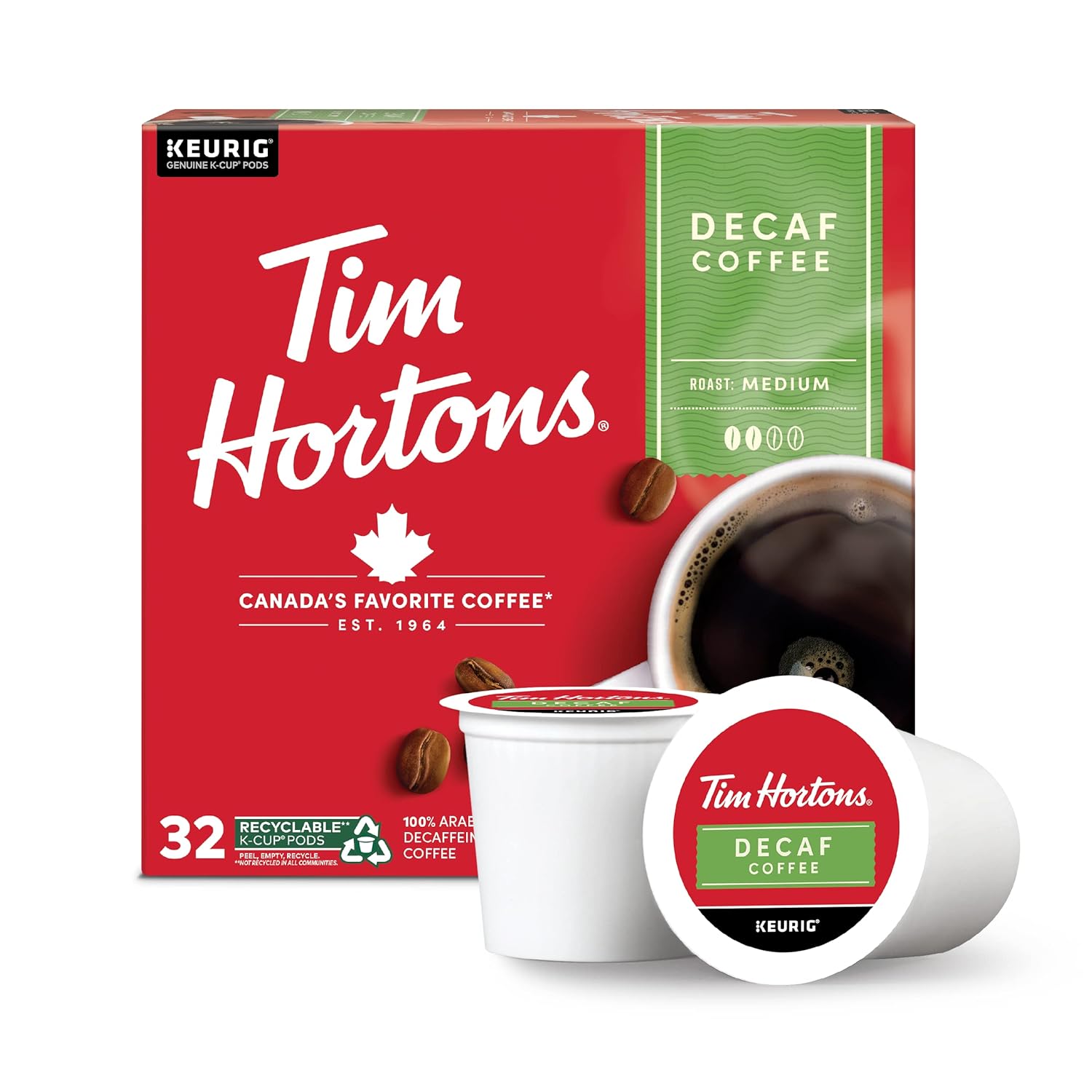 Tim-Hortons-Decaf,-Medium-Roast-Coffee,-Single-Serve-K-Cup-Pods-Compatible-with-Keurig-Brewers,-3056