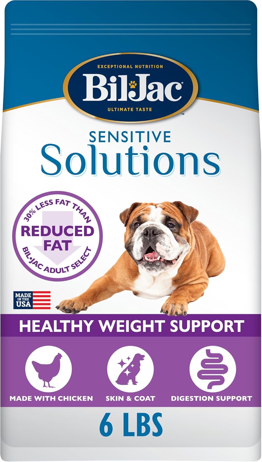 Bil-Jac-Sensitive-Solutions-Healthy-Weight-Support-Dry-Dog-Food,-Fresh-Chicken-Recipe,-6-309