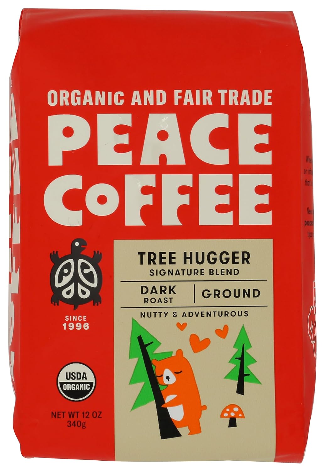 Peace-Coffee,-Coffee-Ground-Tree-Hugger-Blend-Organic,-12-Ounce-------684