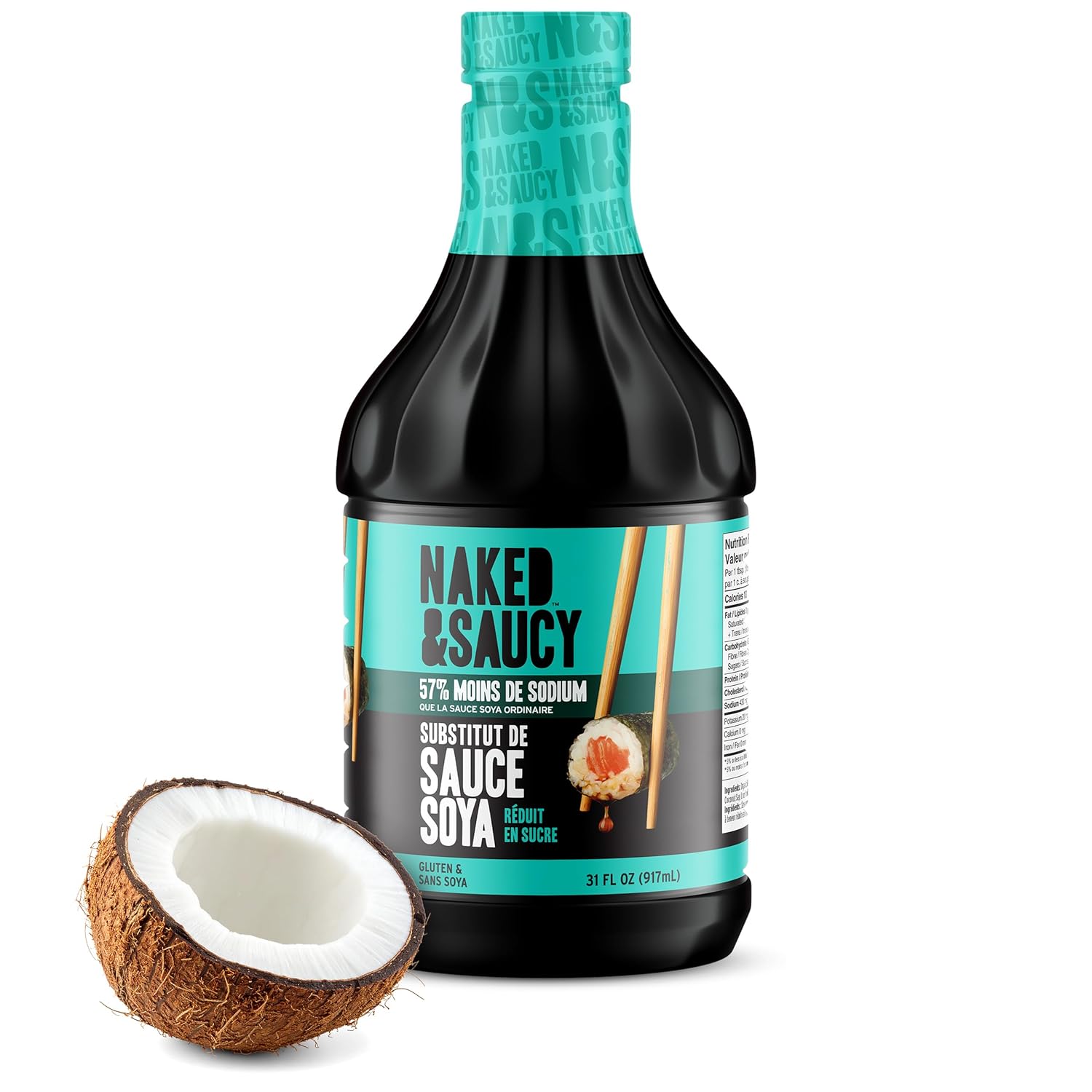 Naked-&-Saucy-Reduced-Sugar-Coconut-Aminos,-Soy-Sauce-Substitute,-Gluten-Free,-Soy-Free,-847