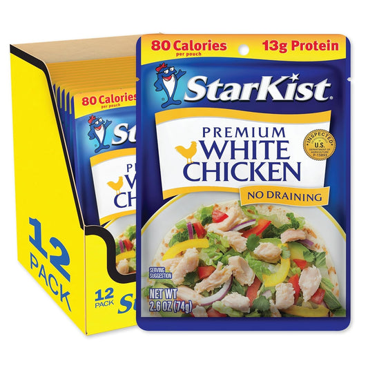 StarKist-Premium-White-Chicken,-2.6oz-Pouch,-12-Pack-|-13g-Protein-Per-Serving,-Fully-829