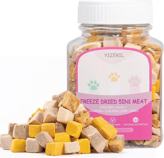 Freeze-Dried-5in1-Meat-Mix-Dog-Cat-Treats---High-Protein-Chicken,Duck,Salmon,Egg-Yolk-98