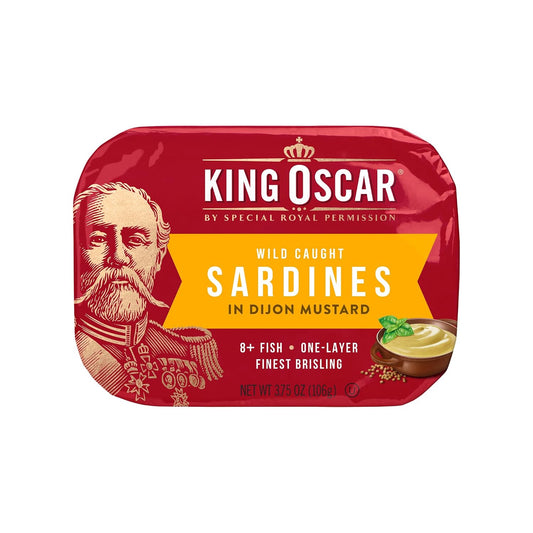 King-Oscar-Premium-Sardines-in-Dijon-Mustard,-3.75-Ounce-Cans-(Pack-of-1),-338