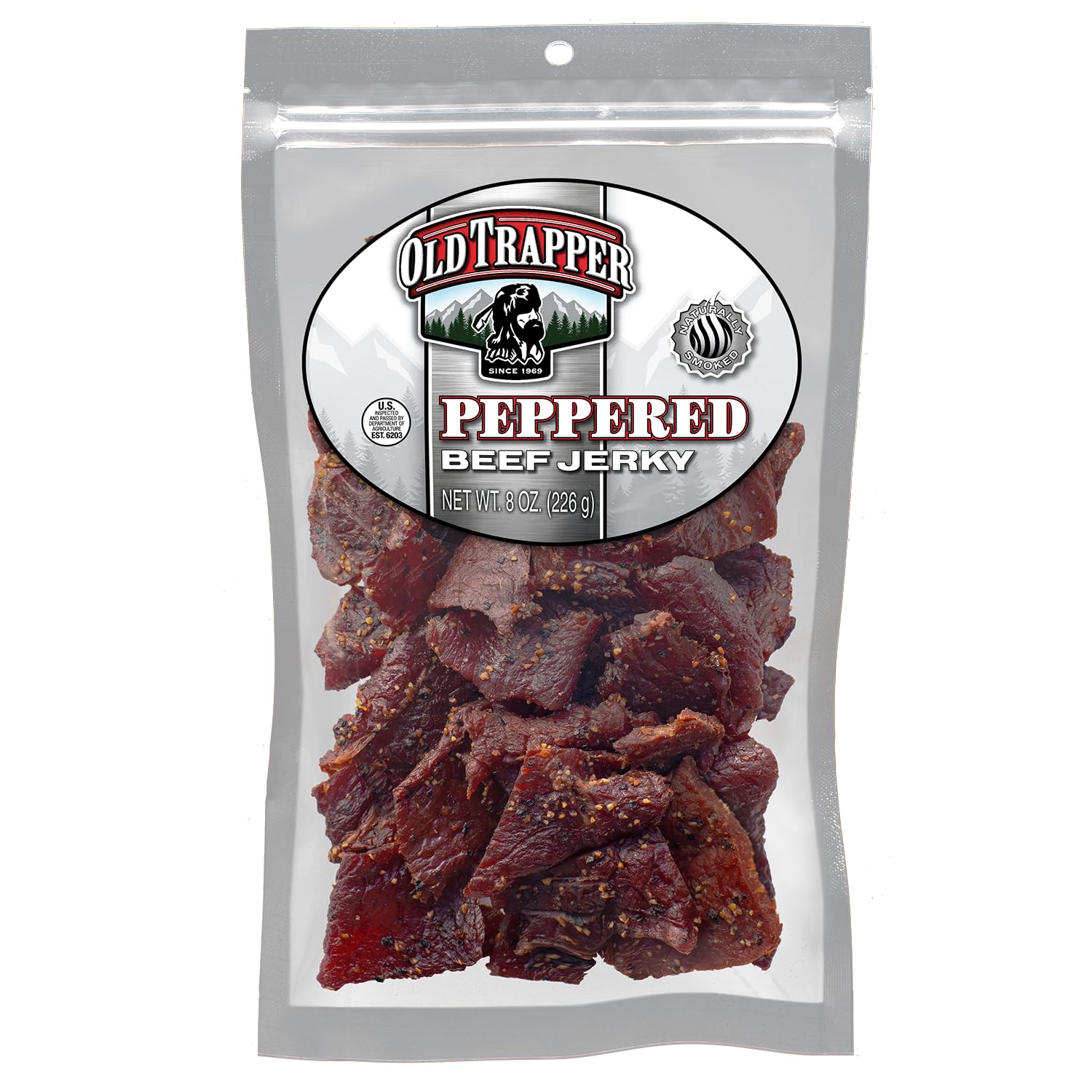 Old-Trapper-Beef-Jerky,-Peppered-8-Ounce-Pack,-Spicy-Meat-Snacks--for-Lunches-or-Meals,-2469