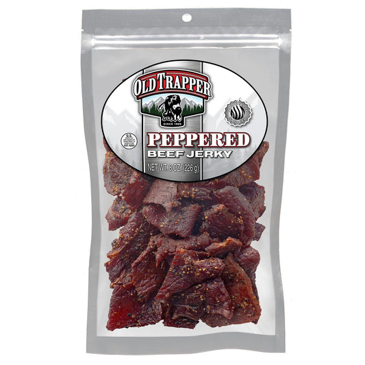 Old-Trapper-Beef-Jerky,-Peppered-8-Ounce-Pack,-Spicy-Meat-Snacks--for-Lunches-or-Meals,-2680