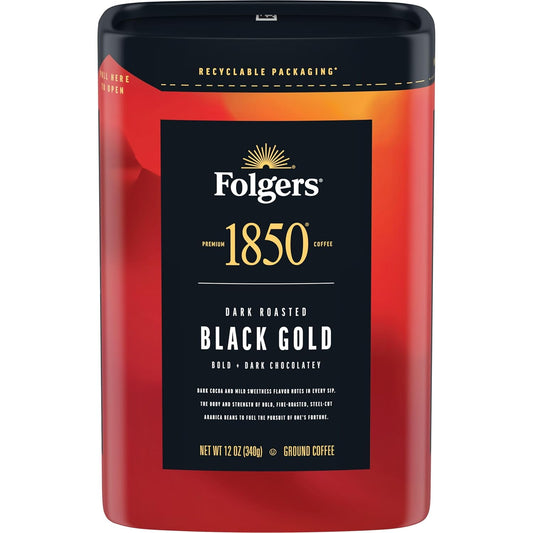 Folgers-1850-Black-Gold-Café-molido-tostado-oscuro,-12-onzas-(paquete-6)2021