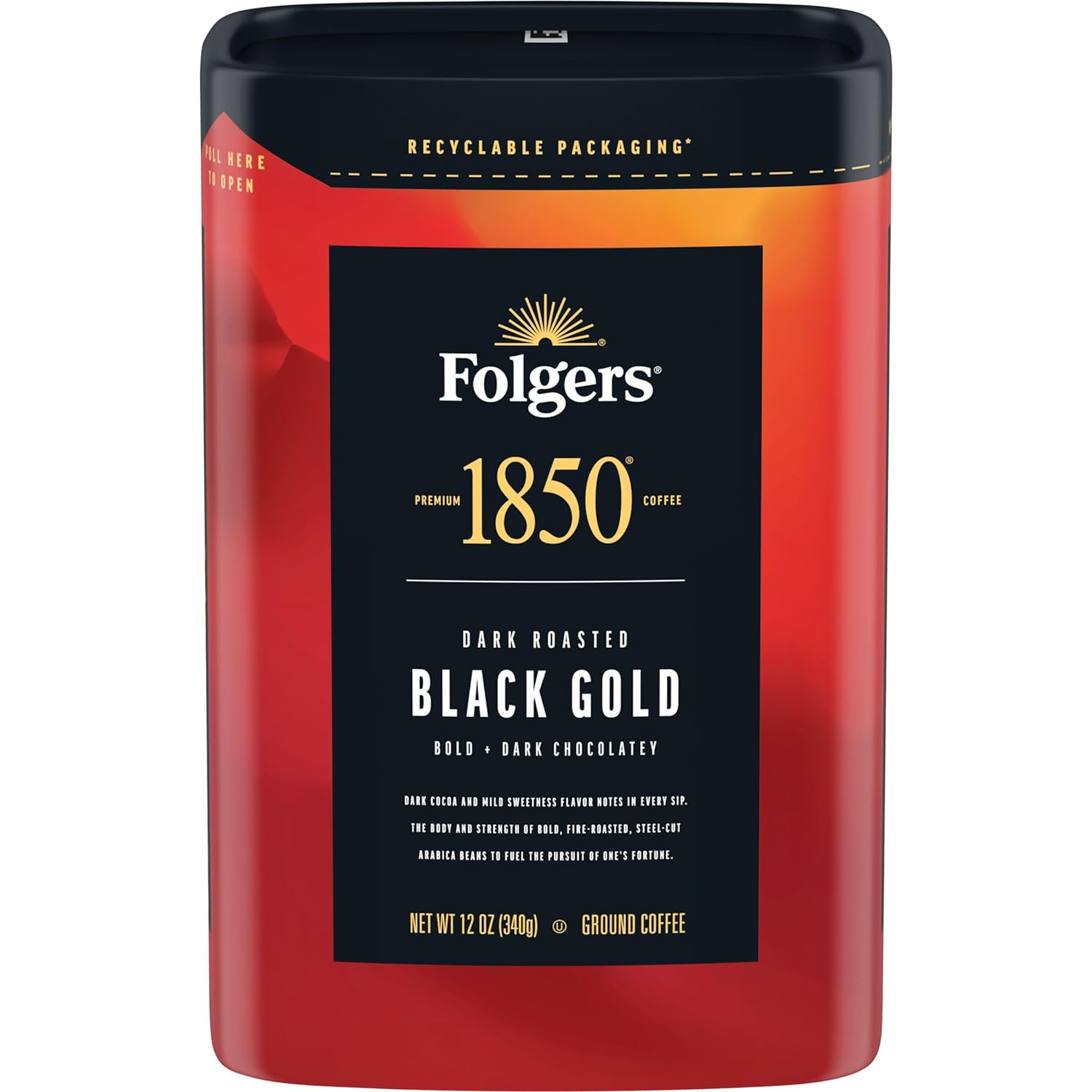 Folgers-1850-Black-Gold-Café-molido-tostado-oscuro,-12-onzas-(paquete-6)2658