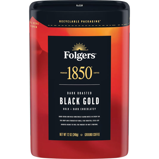 Folgers-1850-Black-Gold-Café-molido-tostado-oscuro,-12-onzas-(paquete-6)2658