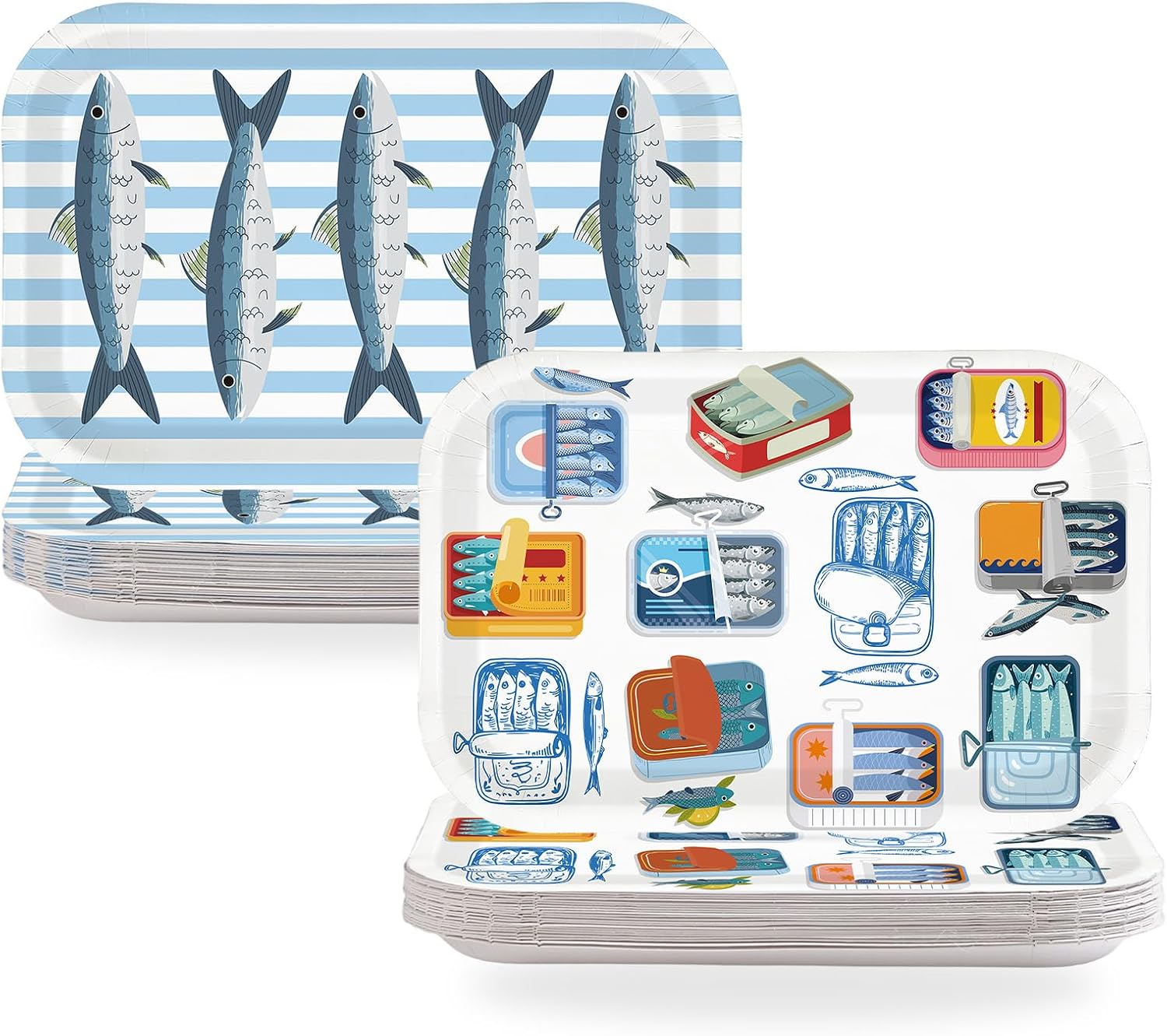50Pcs-Sardine-Fishing-Party-Decorations-10"-x-6.5"-|-Funny-Sardines-Paper-Plates-298