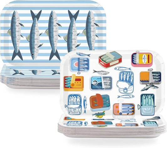 50Pcs-Sardine-Fishing-Party-Decorations-10"-x-6.5"-|-Funny-Sardines-Paper-Plates-298