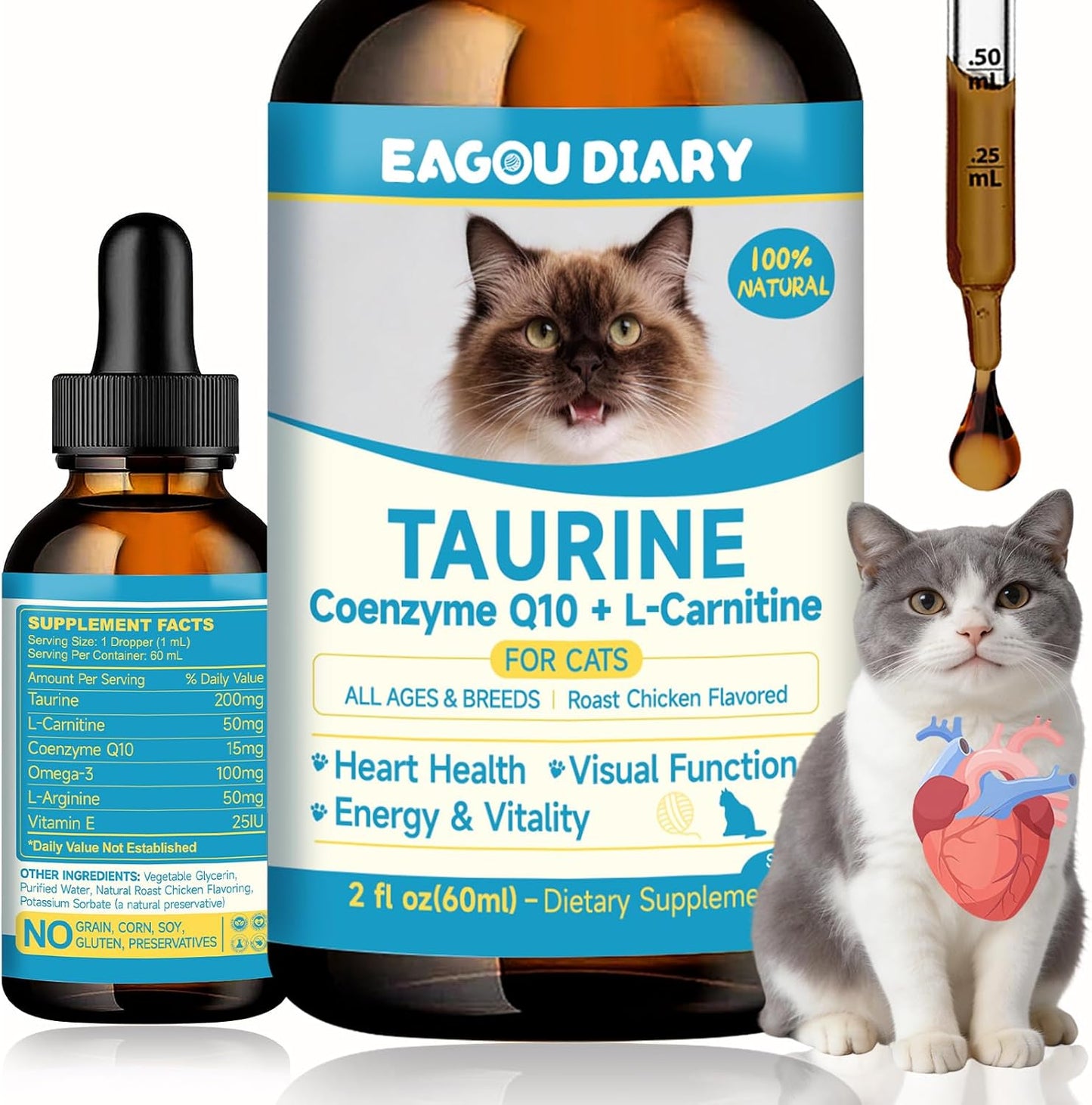 Taurine-for-Cats-Drop,-Cardio-Heart-Vision-Energy-Vitality-Immune-60ML-|-Co-1442