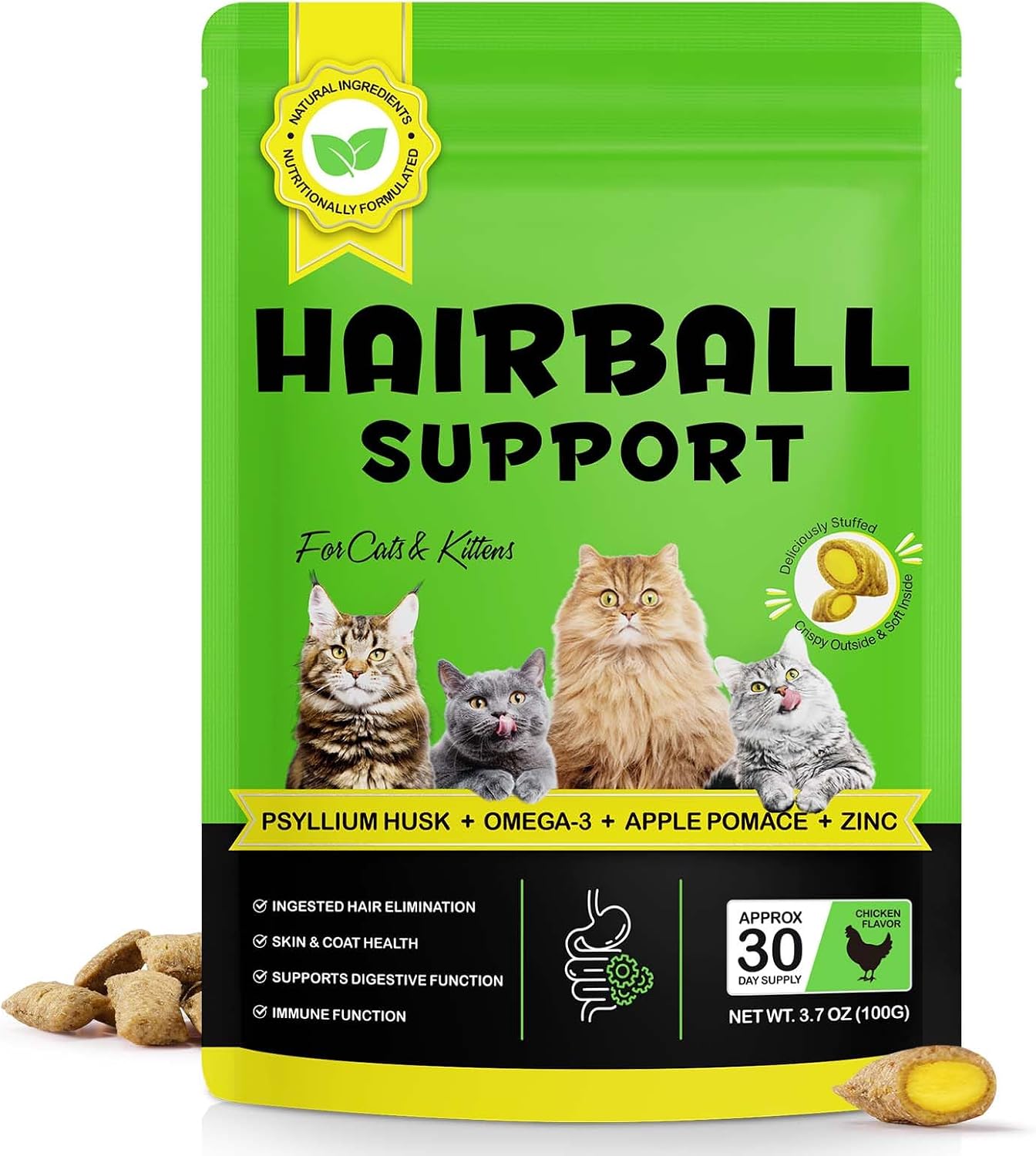 Hairball-Remedy-for-Cats-&-Kittens,-Hairball-Treatment-Cat-Treats---Crunchy-&-409