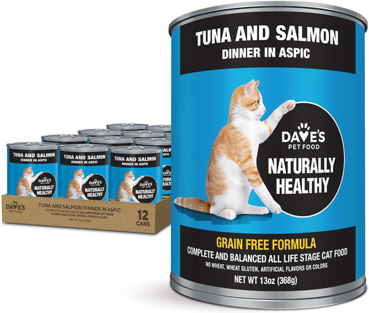 Dave's-Pet-Food-Grain-Free-Canned-Cat-Food-(Tuna-&-Salmon-Dinner-in-Aspic),-680