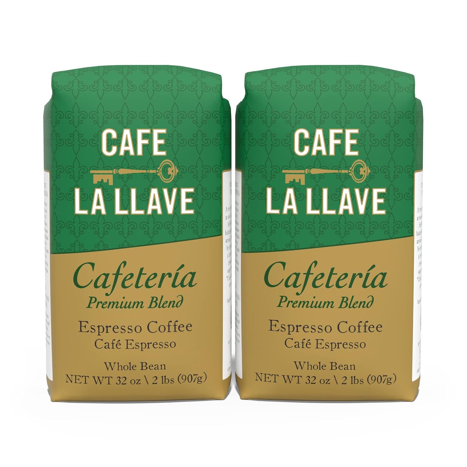 Cafe-La-Llave-Whole-Bean-Espresso-Coffee,-Premium-Dark-Roast,-32-oz-Bags-2842