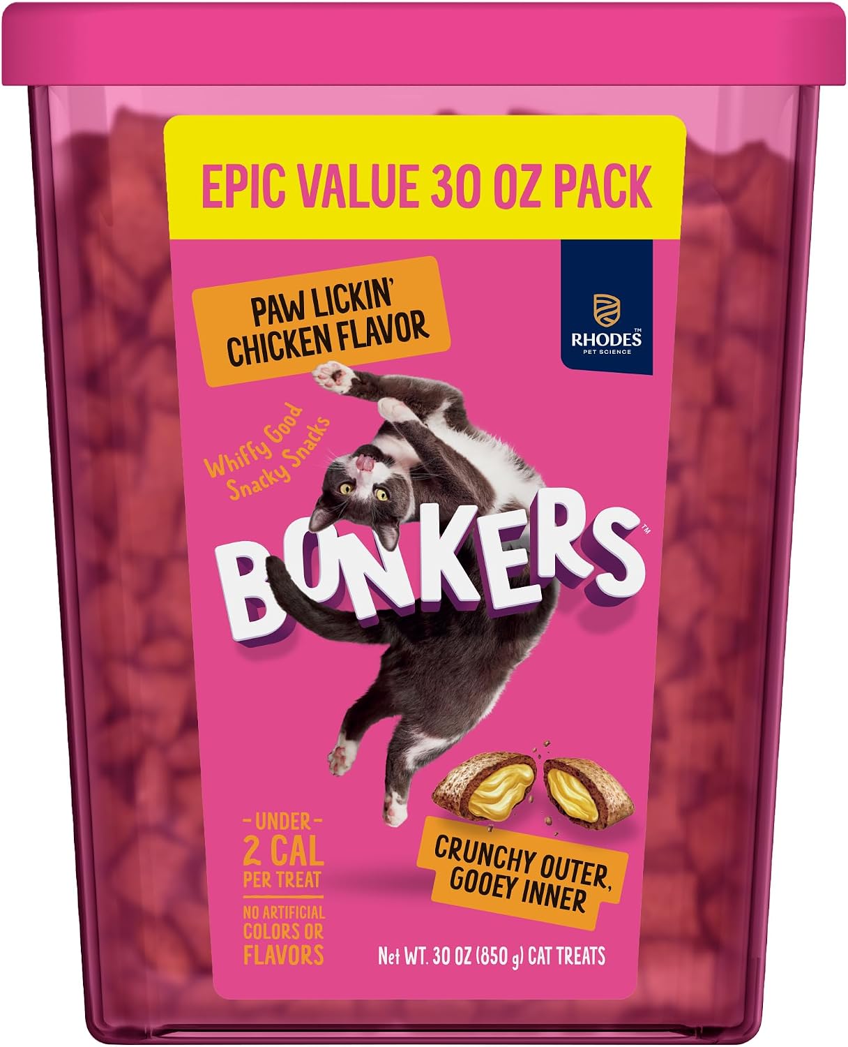Bonkers-Bites-Paw-Lickin-Grain-Free-Chicken-Crunchy-Cat-Treats,-30-oz-tub---507