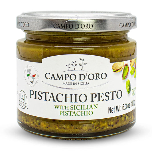 CAMPO-D'ORO---Pistachio-Pesto,-Paste,-UnSweetened,-Sicilian-Pesto-Sauce,-Savory,-Creamy,-1128