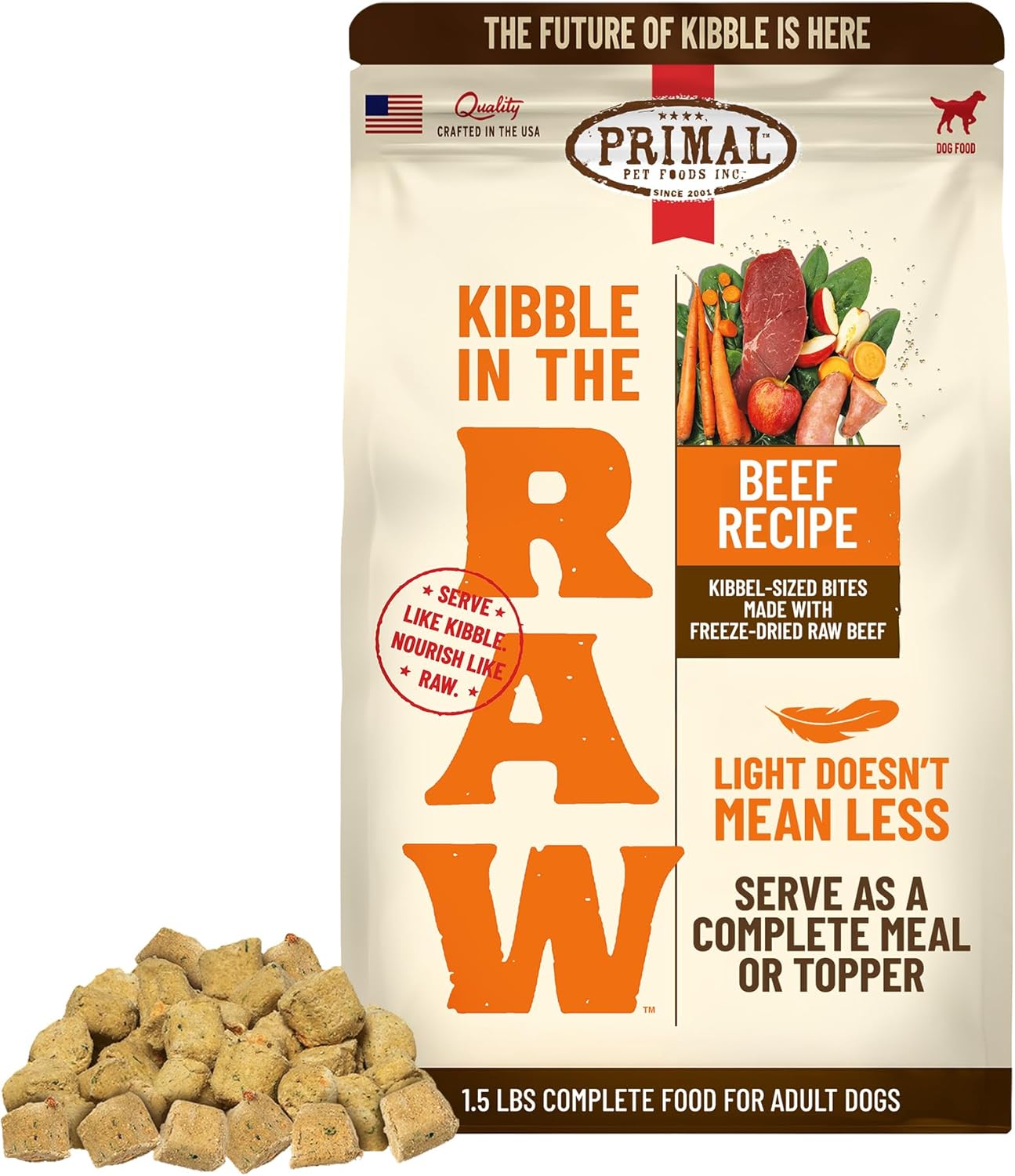 Primal-Kibble-in-The-Raw,-Freeze-Dried-Dog-Food,-Beef,-Scoop-&-Serve,-2001