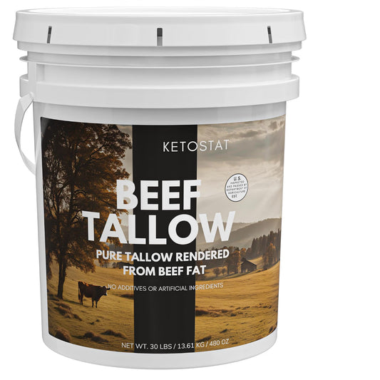 Beef Tallow 30 lb | Sebo de Res 100% Puro para Cocinar, Freír, Hornear y Uso Comercial