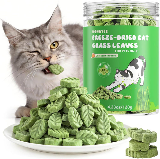 120g/4.23oz-Cat-Grass-Stick-Snacks,-Freeze-Dried-Kitty-Grass-Sticks-Snacks,-Hairball-Remove-and-112