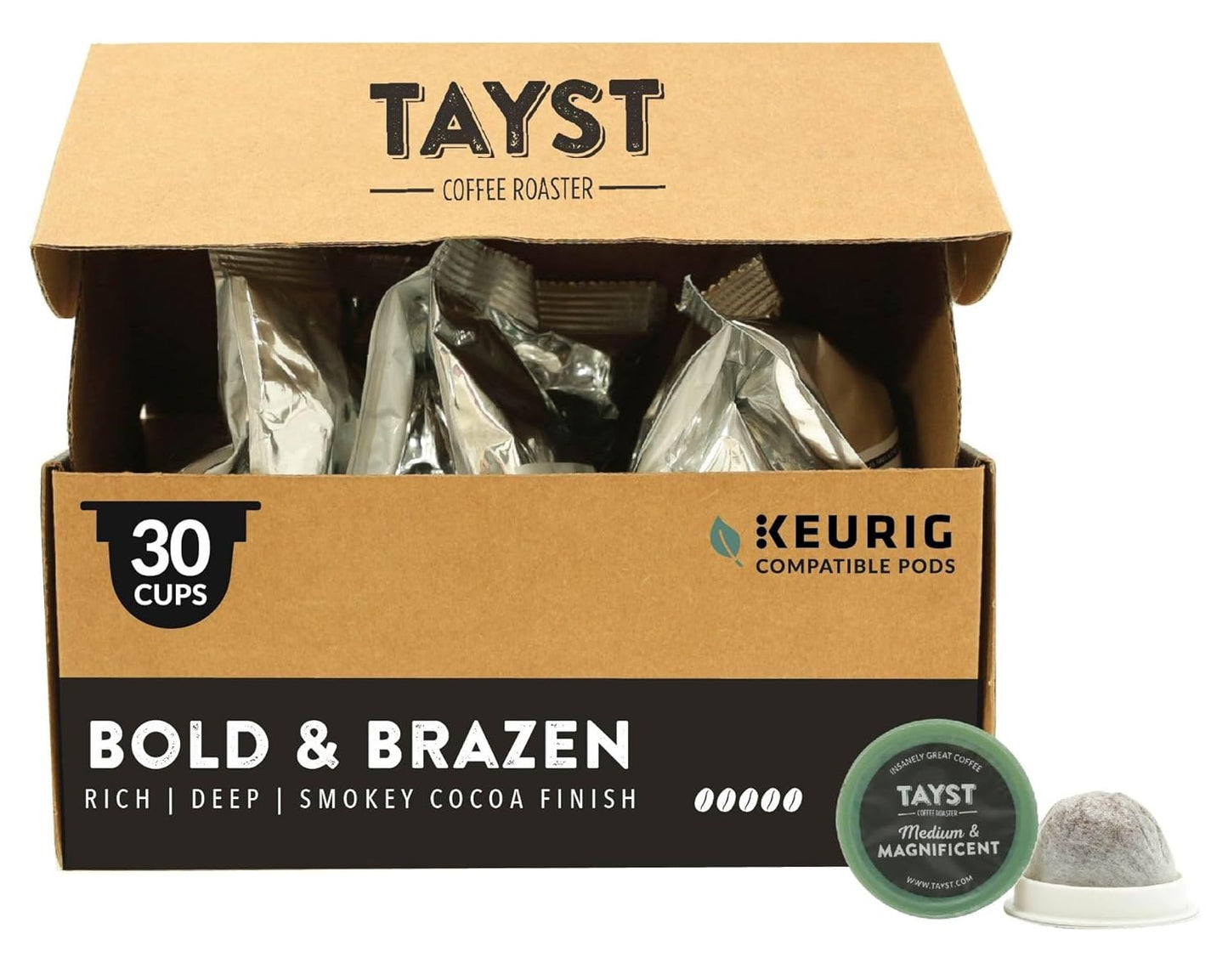 Tayst-Cápsulas-de-café,-tostado-oscuro-Bold-&-Brazen,-K-Cups-con599