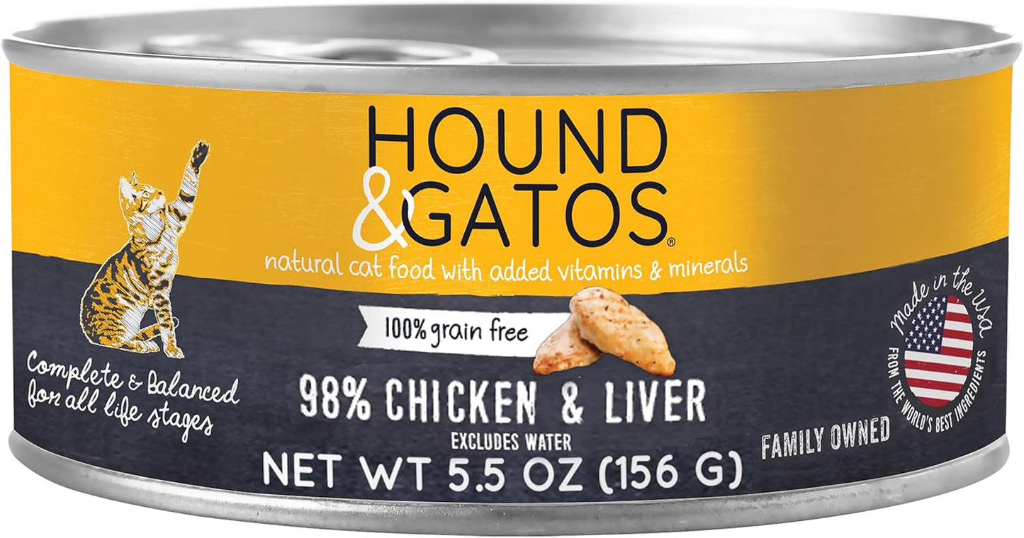 Hound-&-Gatos-Wet-Cat-Food,-0.98-Chicken-&-Liver,-Grain-Pate-Food,-Meat,950