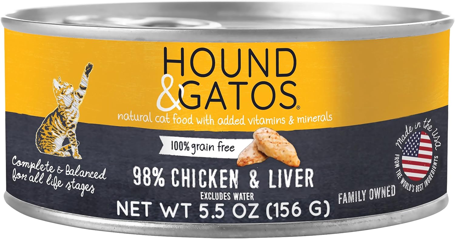 Hound-&-Gatos-Wet-Cat-Food,-0.98-Chicken-&-Liver,-Grain-Pate-Food,-Meat,950