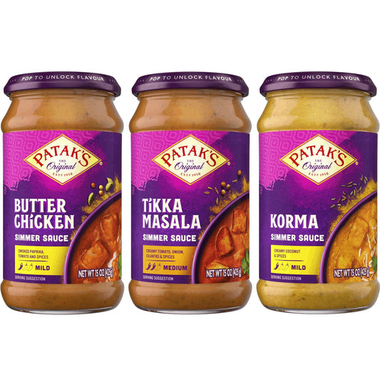 Patak's-Simmer-Sauce-Variety-Pack,-Butter-Chicken,-Tikka-Masala-&-Korma,-Mild-1397