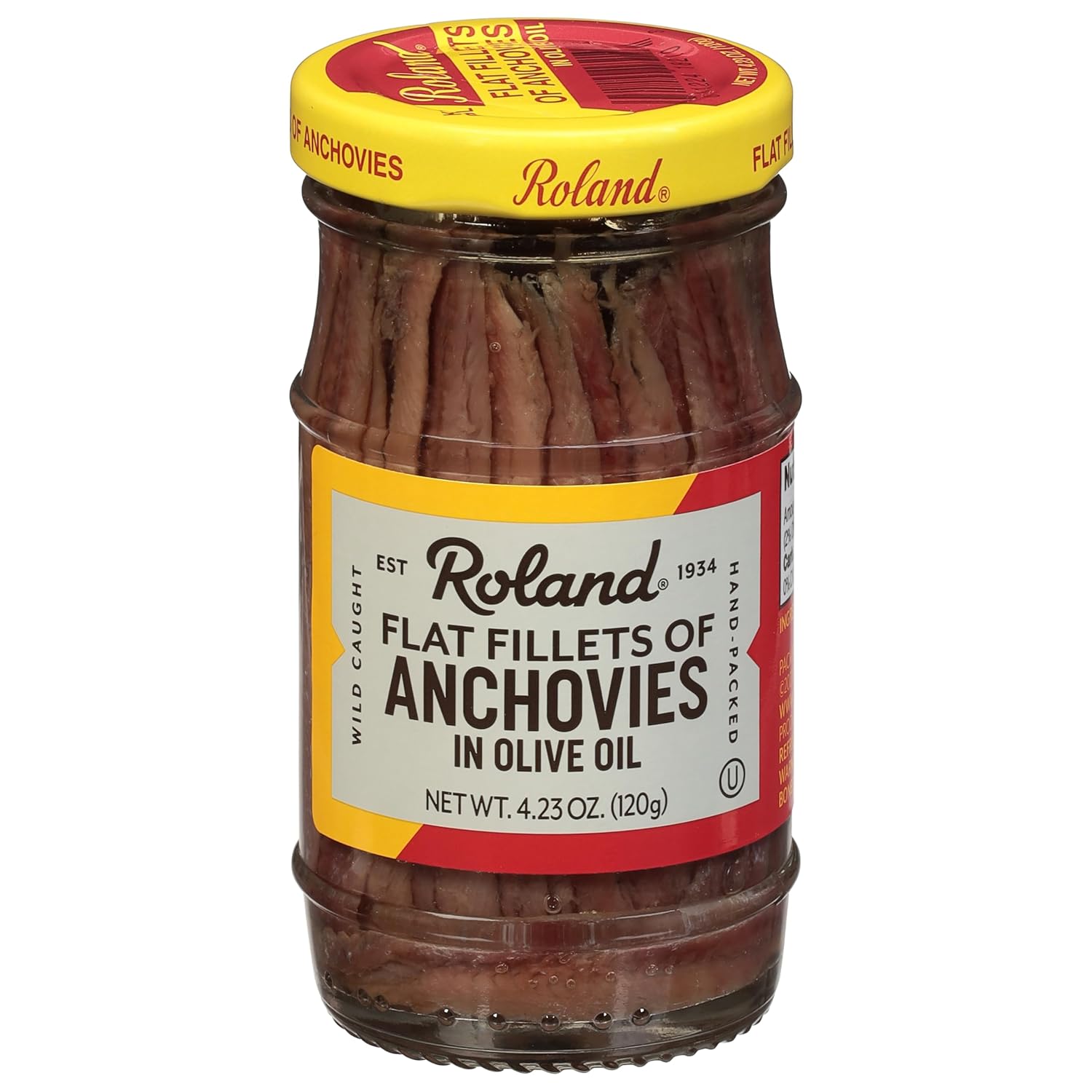 Roland-Anchovy-Filets/Olv---Tarros-de-aceite,-botella-de-vidrio-de-4.2-(paquete-1286