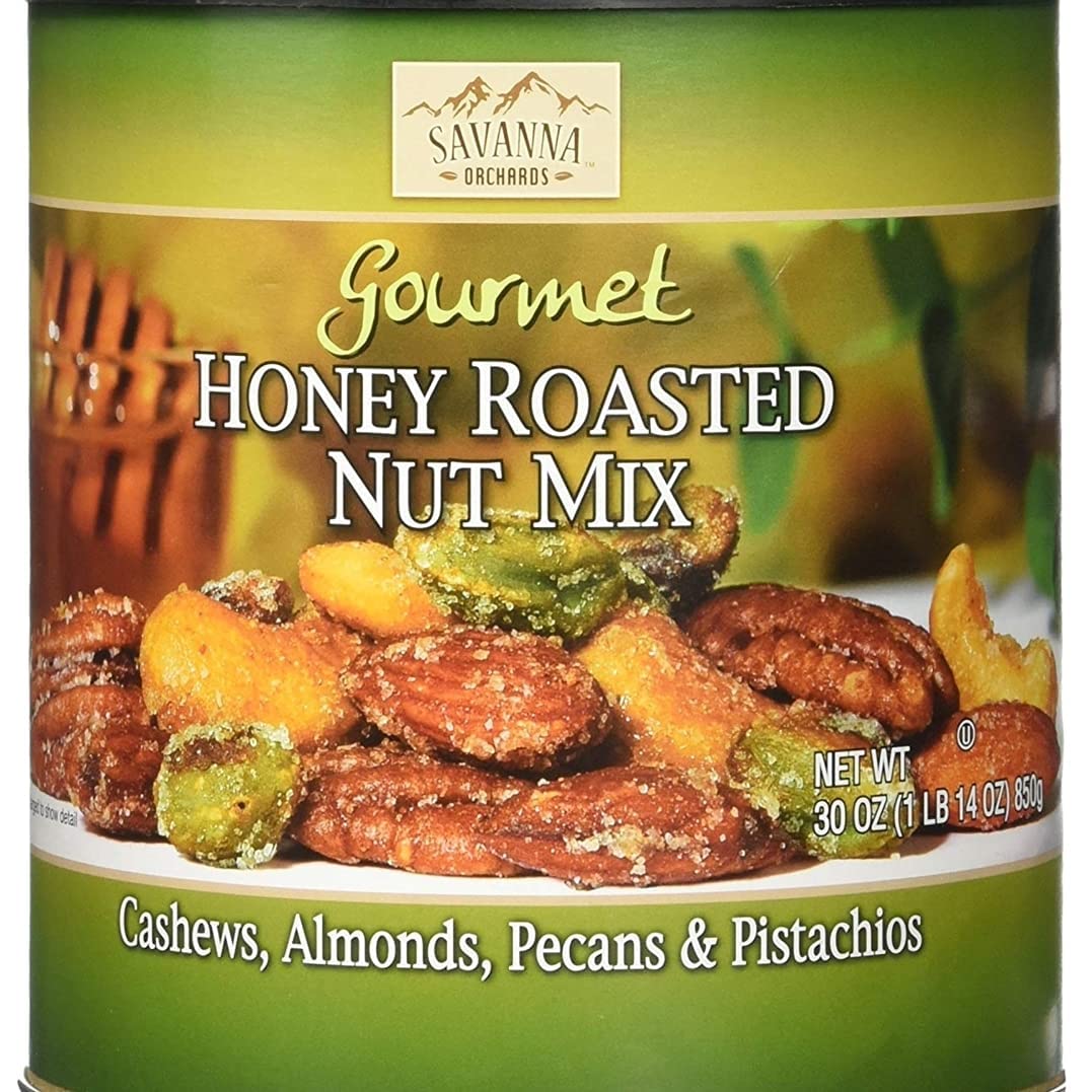 Savanna-Orchards-Gourmet-Honey-Roasted-Nut-Mix---Cashews,-Almonds,-Pecans--and-Pistachios-(30--80