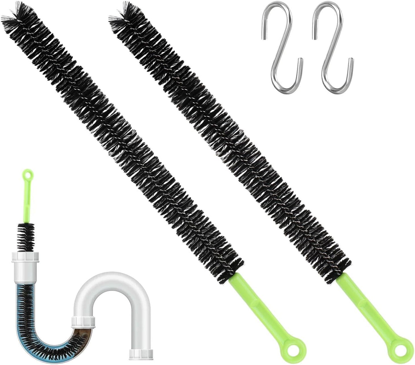 2-Pcs-Drain-Clean-Brush-Set,with-2-S-shape-Hooks-Extended-1034