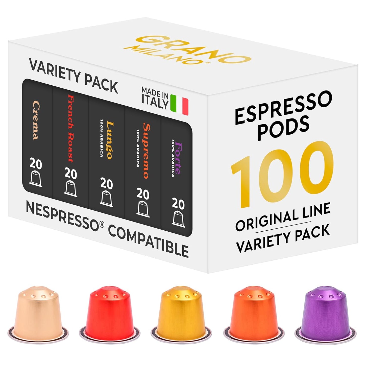 New-Grano-Milano-Variety-Pack-Coffee-Capsules---100-Aluminum-Coffee-Pods-Compatible-360