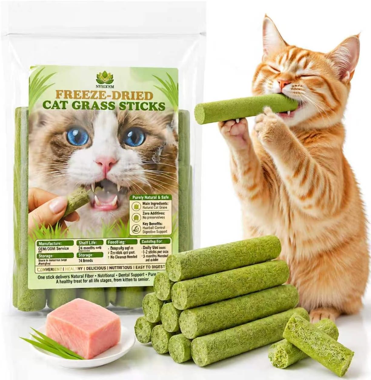 Cat-Grass-Sticks-for-Indoor-Cats-50g-Chicken-Freeze-Dried-Treat-10pcs--1268