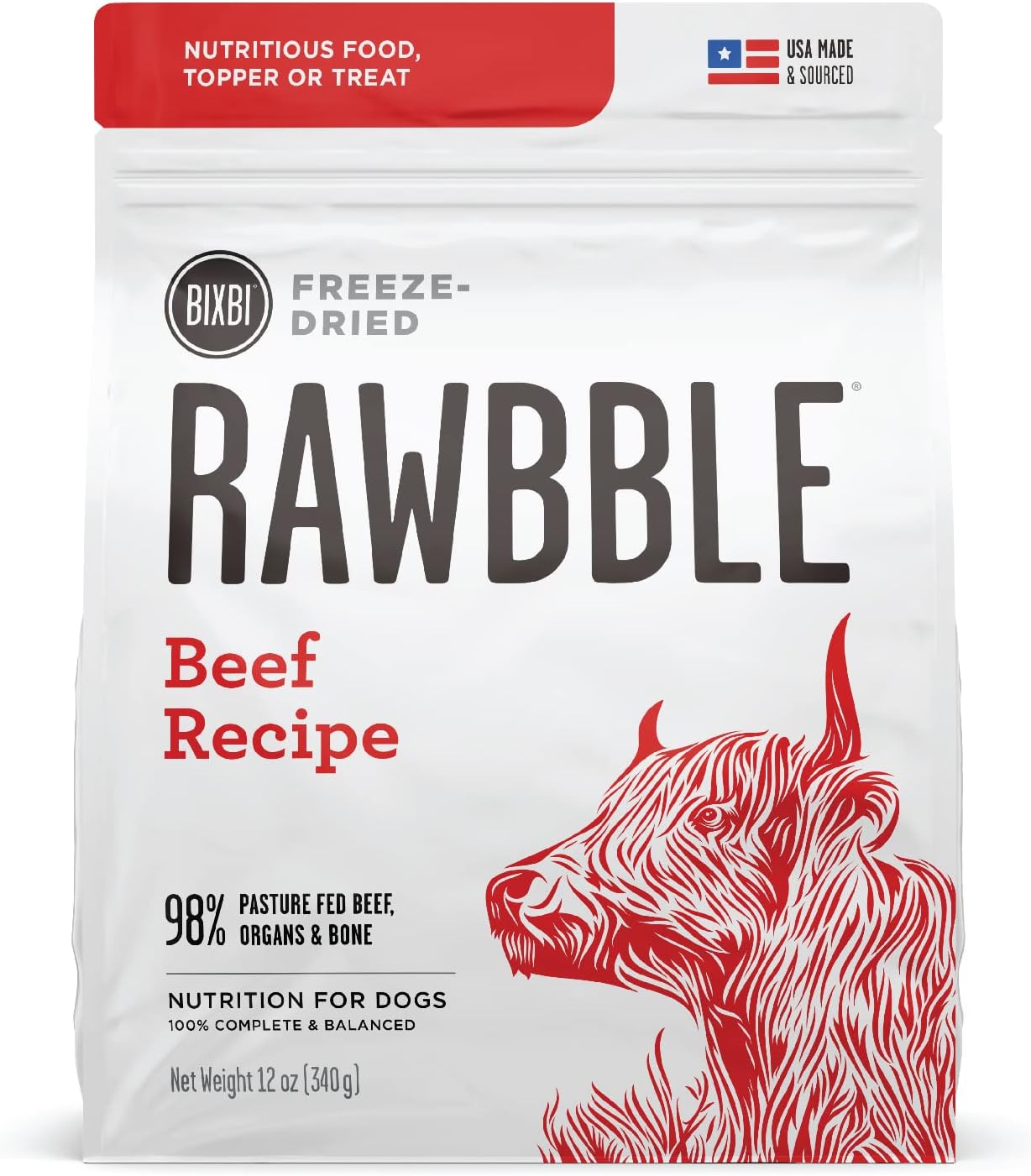 BIXBI-Liberty-Freeze-Dried-Dog-Food-Topper-&-Treats,-Beef-–-0.98-Meat-&-1955
