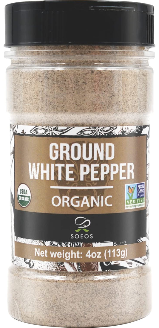 Soeos-Organic-White-Pepper-Ground,-4-Ounce,-Non-GMO,-Freshly-Peppercorn-Powder-Bulk,-946