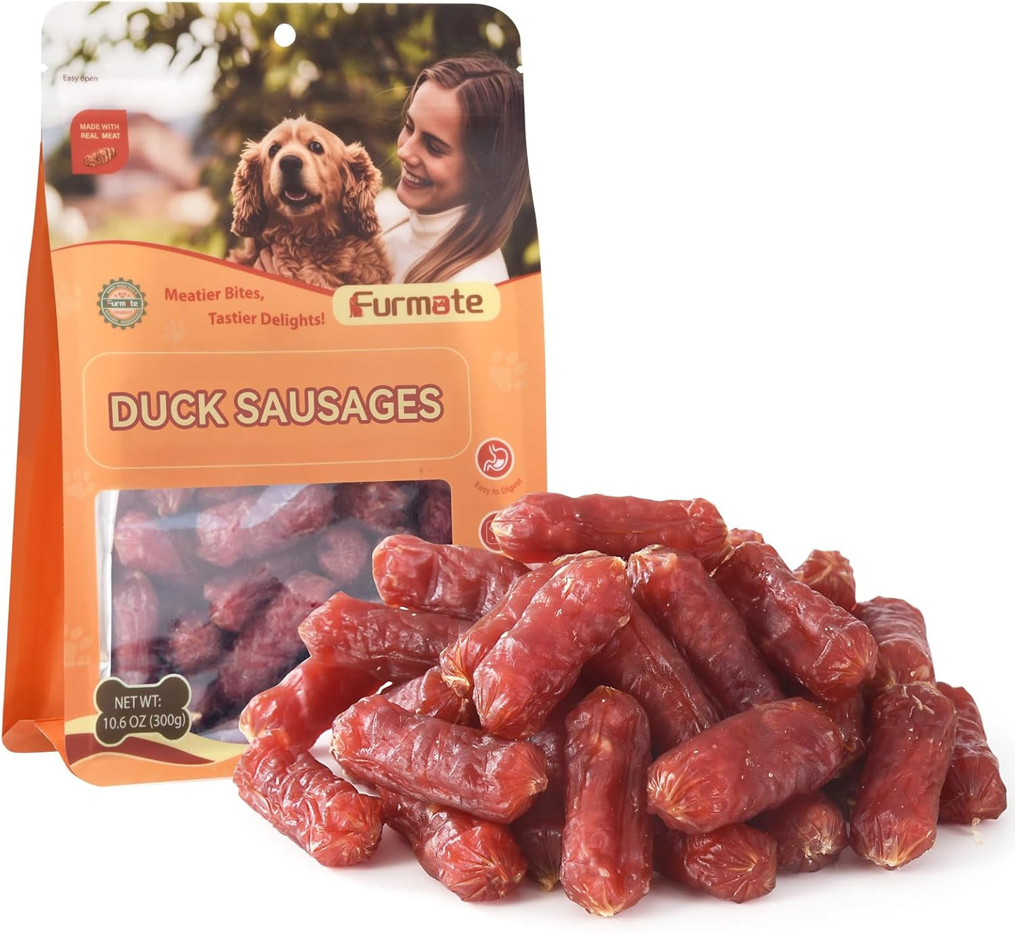 Soft-Duck-Sausage-Dog-Treats,Slow-Roasted-Duck-Jerky-for-Dogs,Grain-Free-&-Free-856