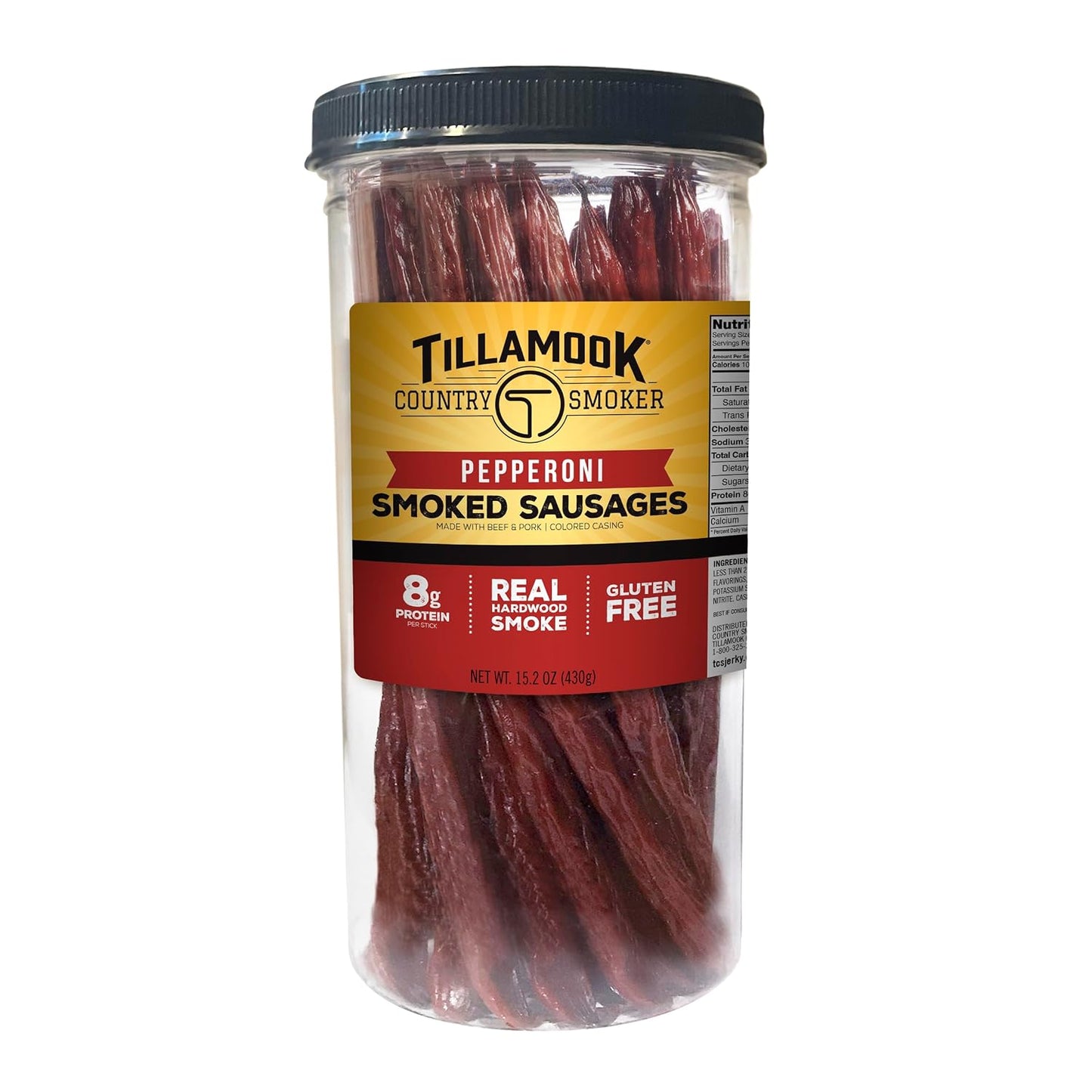 Tillamook-Country-Smoker-Real-Hardwood-Smoked-Sausages,-Pepperoni,-15.2-Ounce-Tall--Jar,-20-Count--2289