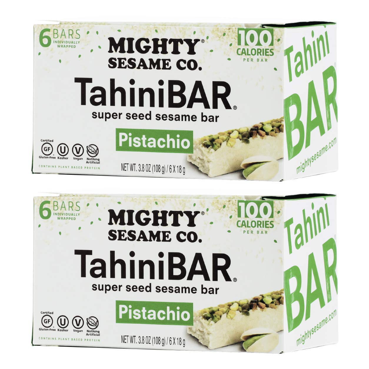 Mighty-Sesame-TahiniBars-With-Pistachio-(2-Pack-Total-12-Bars)-100--Calorie-Bar,-Gluten-Vegan,-154