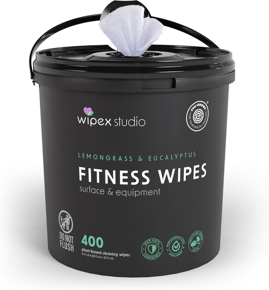 Wipex-Yoga-Mat-Cleaner-Wipes,-EWG-Verified,-400-Ct-Plant-Based-Lemongrass,-Eucalyptus-&-Vinegar-Wipes-950