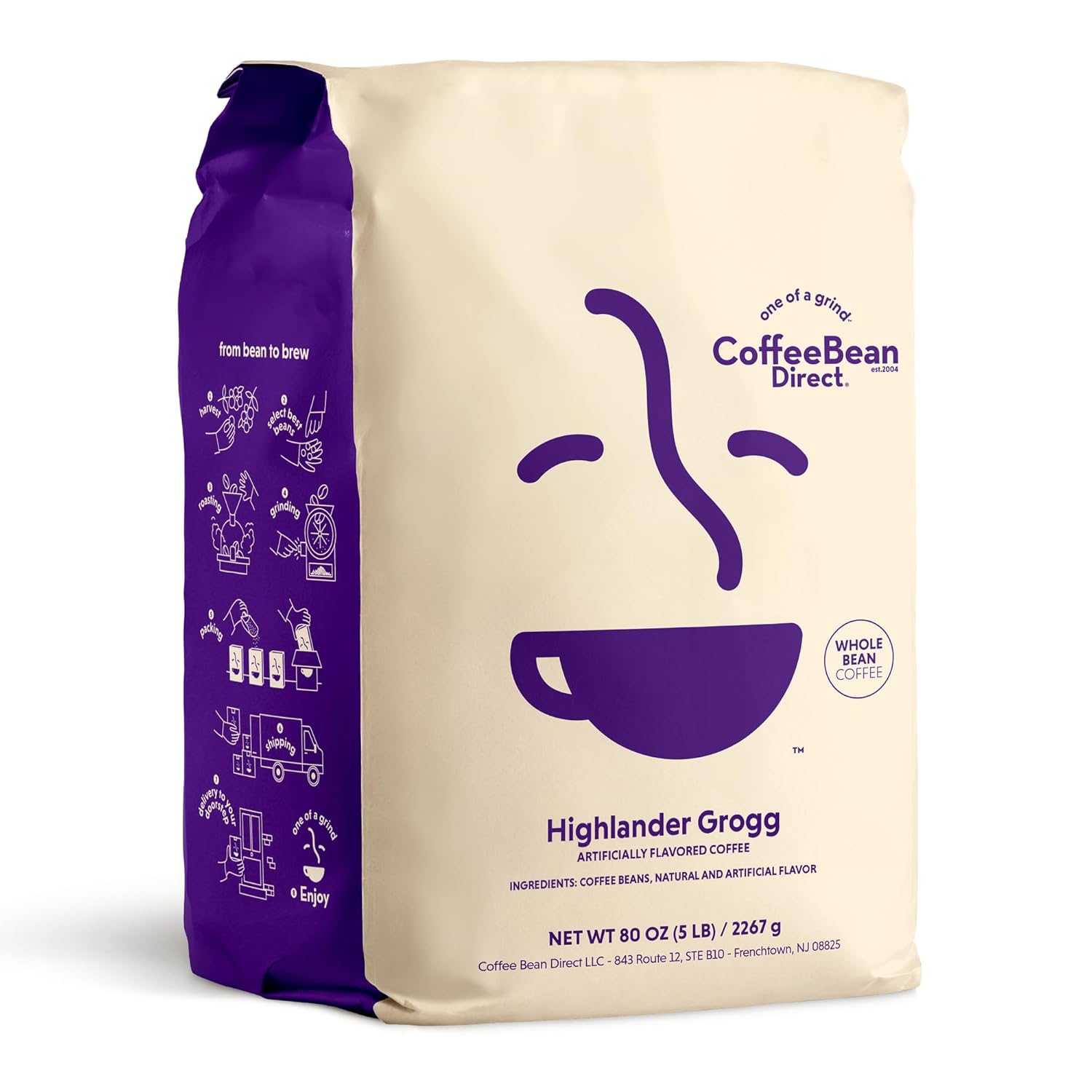 Grano-integral-de-café-saborizado-de-Coffee-Bean-Direct,-5-libras--2009