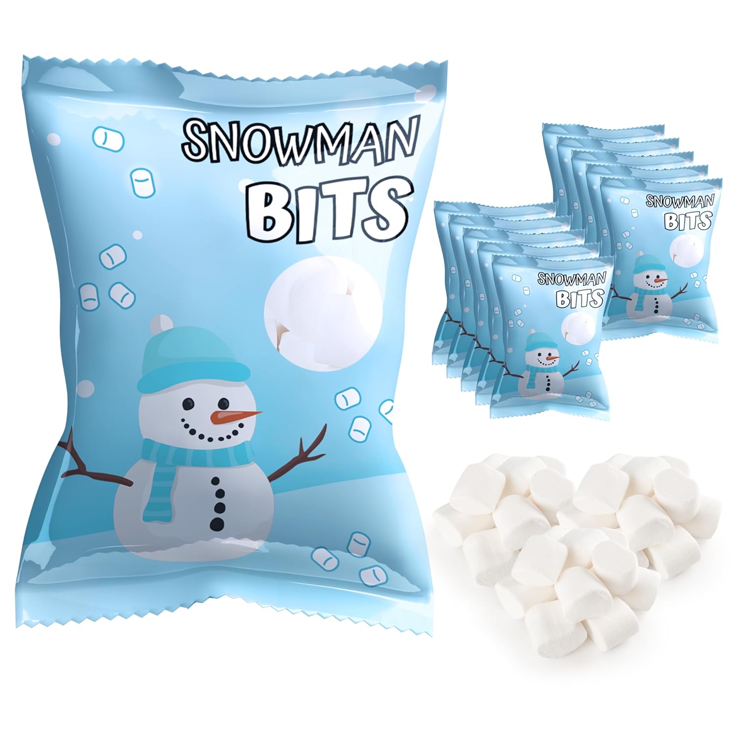 4E's-Novelty-50-Packs-Snowman Bits-Mini-Marshmallow-Packets,-Vanilla-Flavored,-14-Marshmallows-Each-Bulk-1571