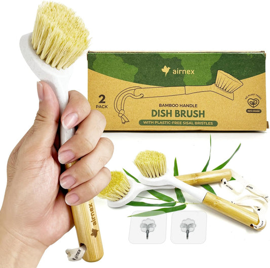 Bamboo-Dish-Brush-Set-of-2---Dishwasher-Brush-w/Handle-Made-of-4