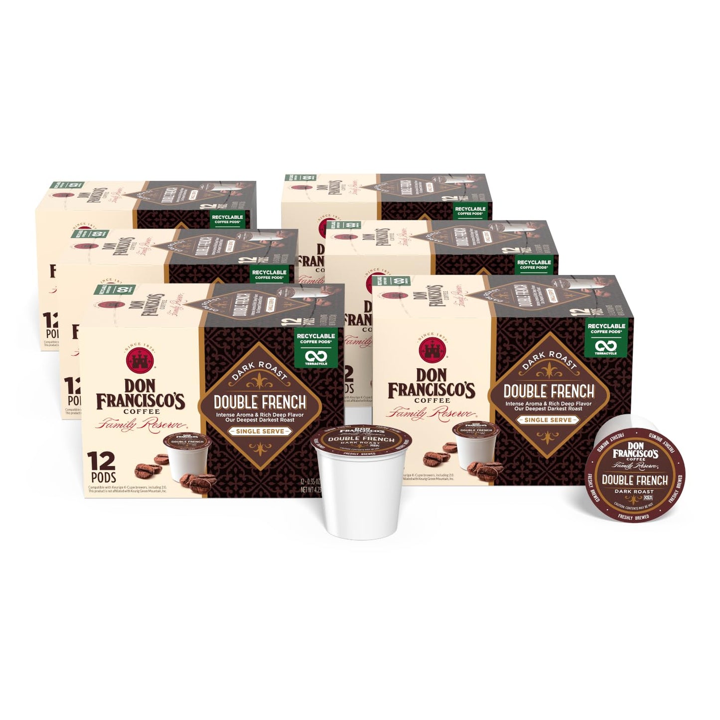 Don-Francisco's-Double-French-Roast-Coffee-Pods,-72-Count,-Dark-Roast,-Compatible-with-568