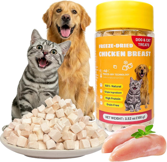 Freeze-Dried-Chicken-Breast-Treats-for-Dogs-&-Cats-|3.52-oz-Premium-Single-Ingredient-Nutrition,-395
