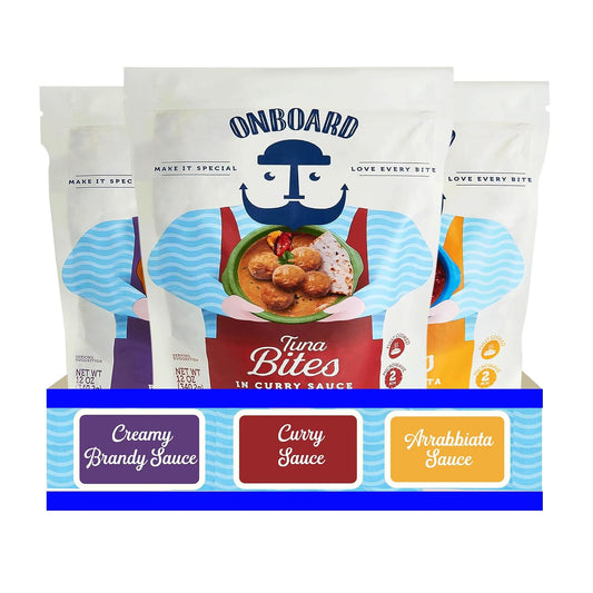 ONBOARD-Yellowfin-Assorted-Tuna-Bites-3-Pack-(Curry-Sauce,-Arrabbiata-Sauce,-Creamy-Brandy-248
