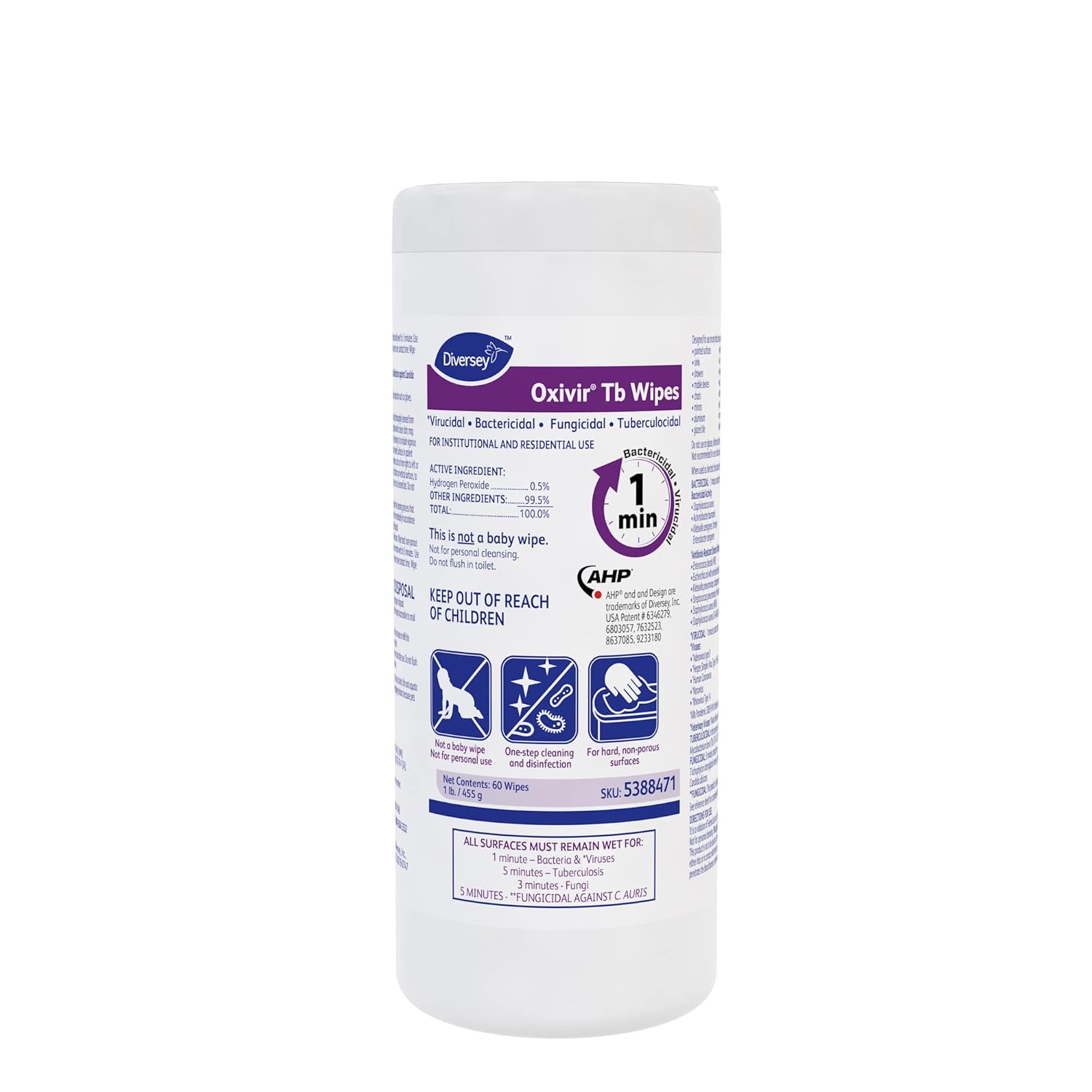 Diversey-Oxivir-Tb-5388471-Ready-to-Use-Disinfectant-Cleaning-Wipes,-Accelerated-Hydrogen-1369