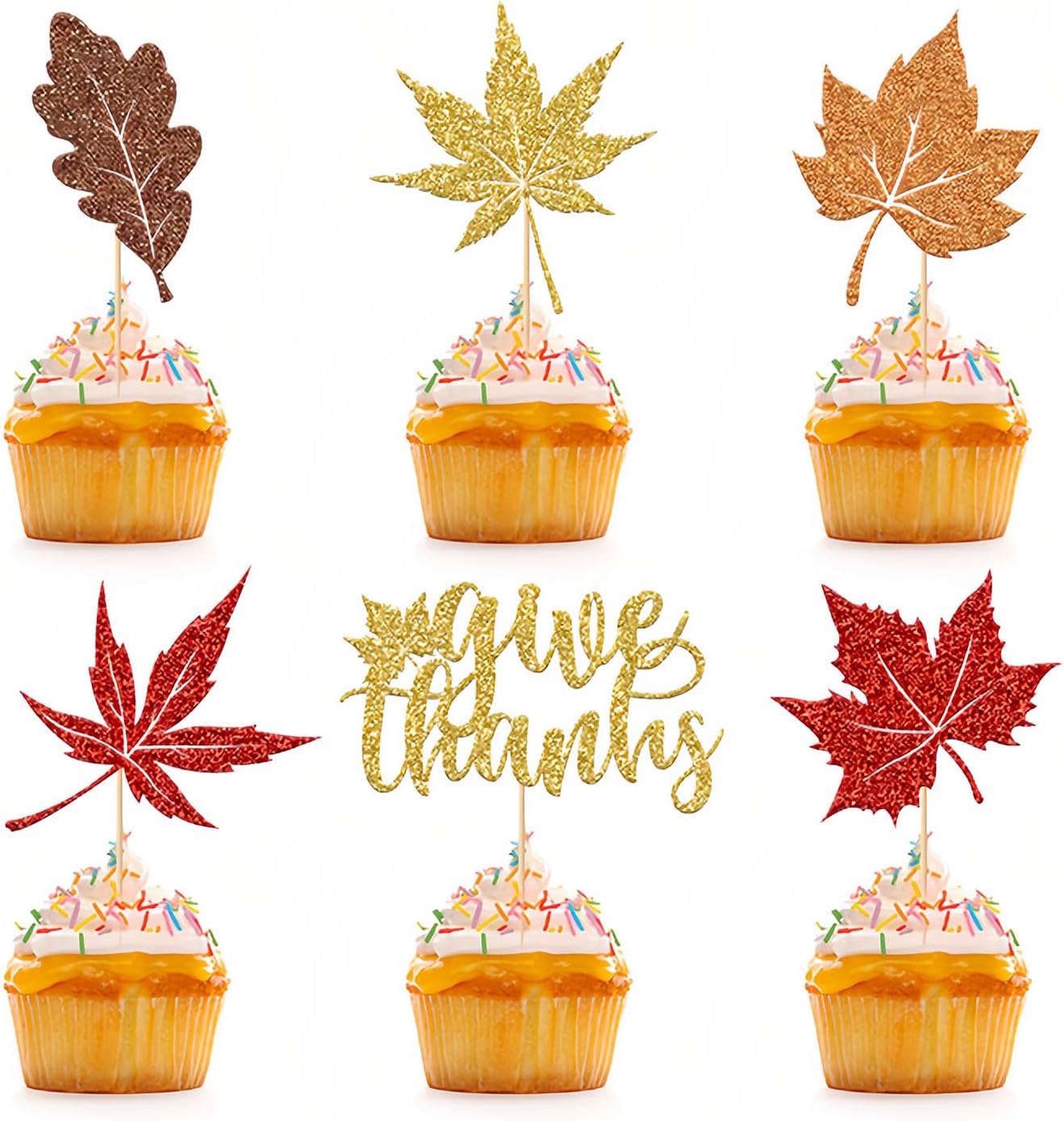 HIFANMM-12PCS-Fall-Thanksgiving-Cupcake-Toppers-Shiny-4212