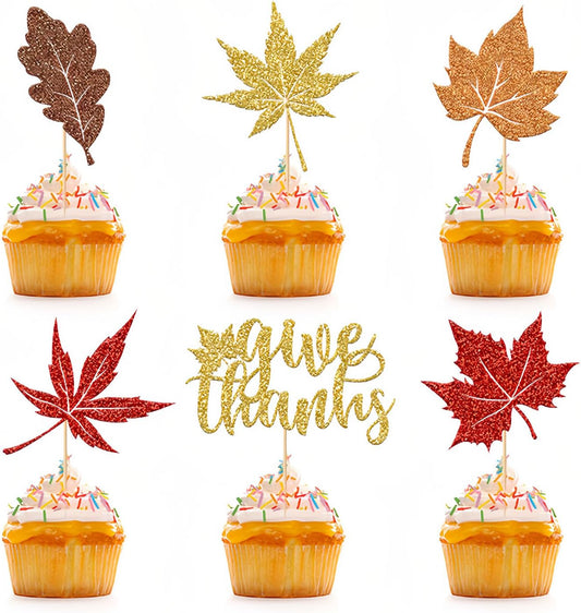 HIFANMM-12PCS-Fall-Thanksgiving-Cupcake-Toppers-Shiny-4212